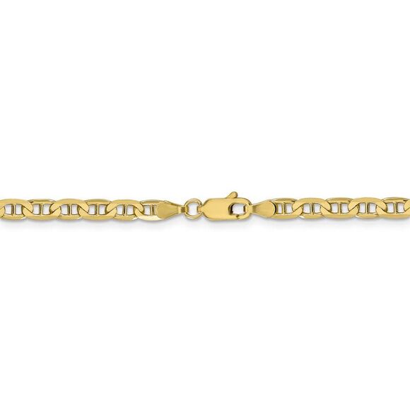 10k Yellow Gold 3.75mm Solid Concave Anchor Chain Necklace, 18 Inch